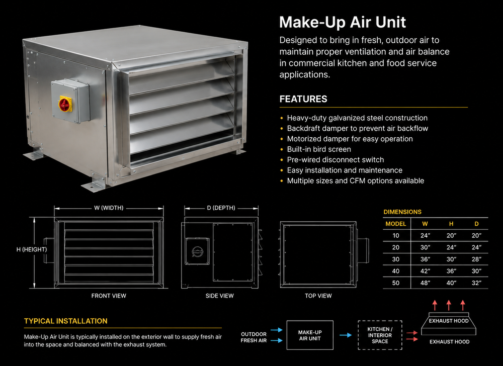 10" Commercial Kitchen Exhaust Blower – 2,500 CFM